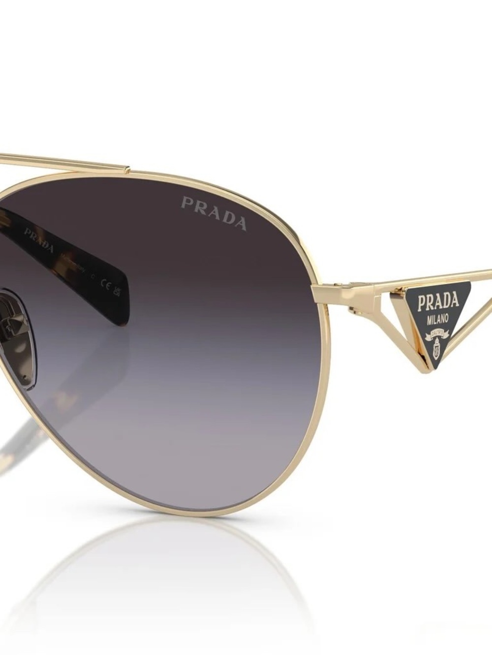 Prada 73ZS Aviator Sunglasses 61mm gold with brown lens Unisex